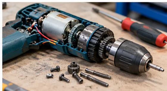 Illustration of cordless drill servicing